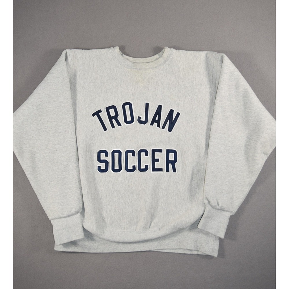 Vintage School Sweatshirt Mens XL Eagle Super Heavyweight Trojan Soccer Gym USA